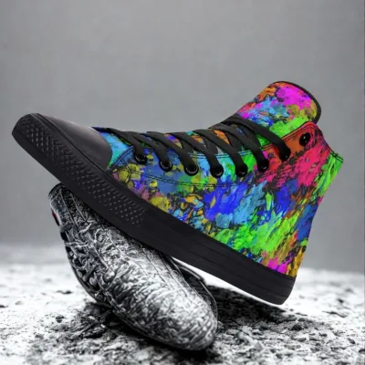 Colorful Splatter High-top Canvas Shoes