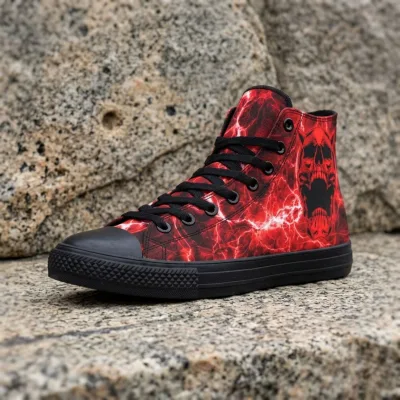Red Thunder Sky High-top Canvas Shoes