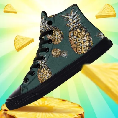 Pineapple Black High Canvas Shoes