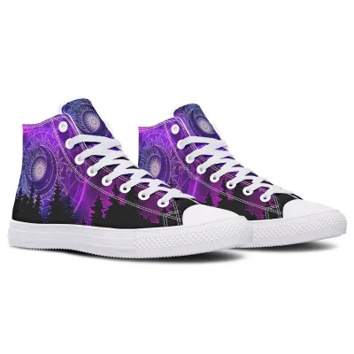 Purple Sun Moon High-Top Canvas Shoes